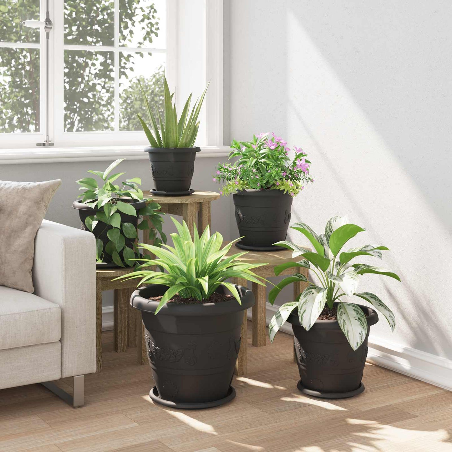 Plantepotter 24 pcs Svart Ø 39 x 32 cm Plast