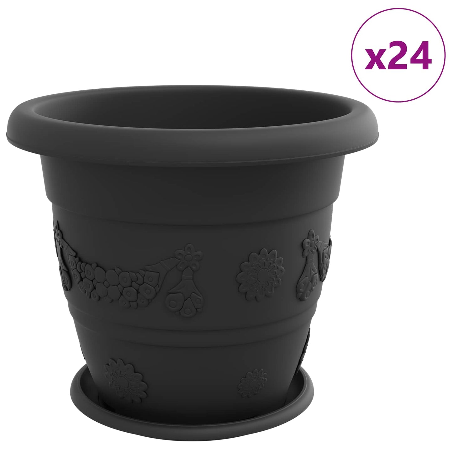 Plantepotter 24 pcs Svart Ø 39 x 32 cm Plast