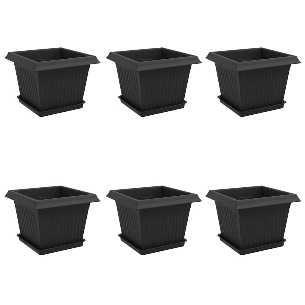 Plantepotter 6 pcs Svart 23 x 23 x 17,5 cm Plast