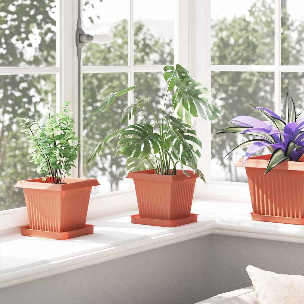 Plantepotter 24 pcs Klinker Rød 16 x 16 x 14 cm Plast