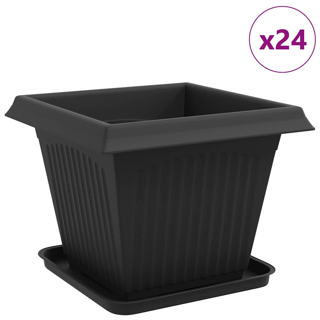 Plantepotter 24 pcs Svart 38 x 38 x 30 cm Plast
