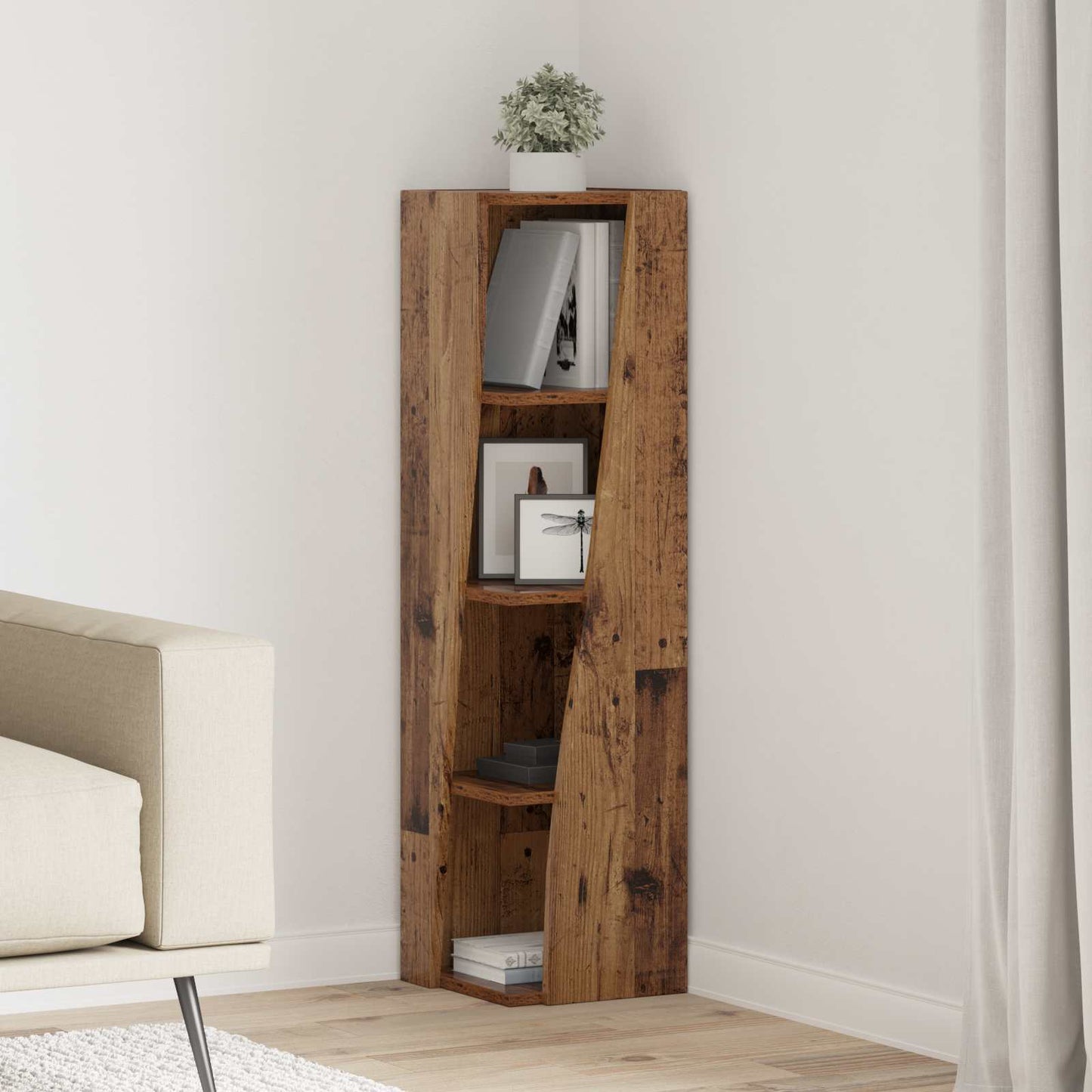 Hjørneskap Gammelt tre 27,5x27x102cm Konstruert tre