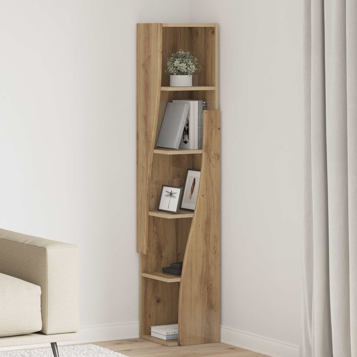 Hjørneskap 27,5x27x140cm Konstruert tre Artisan Eik