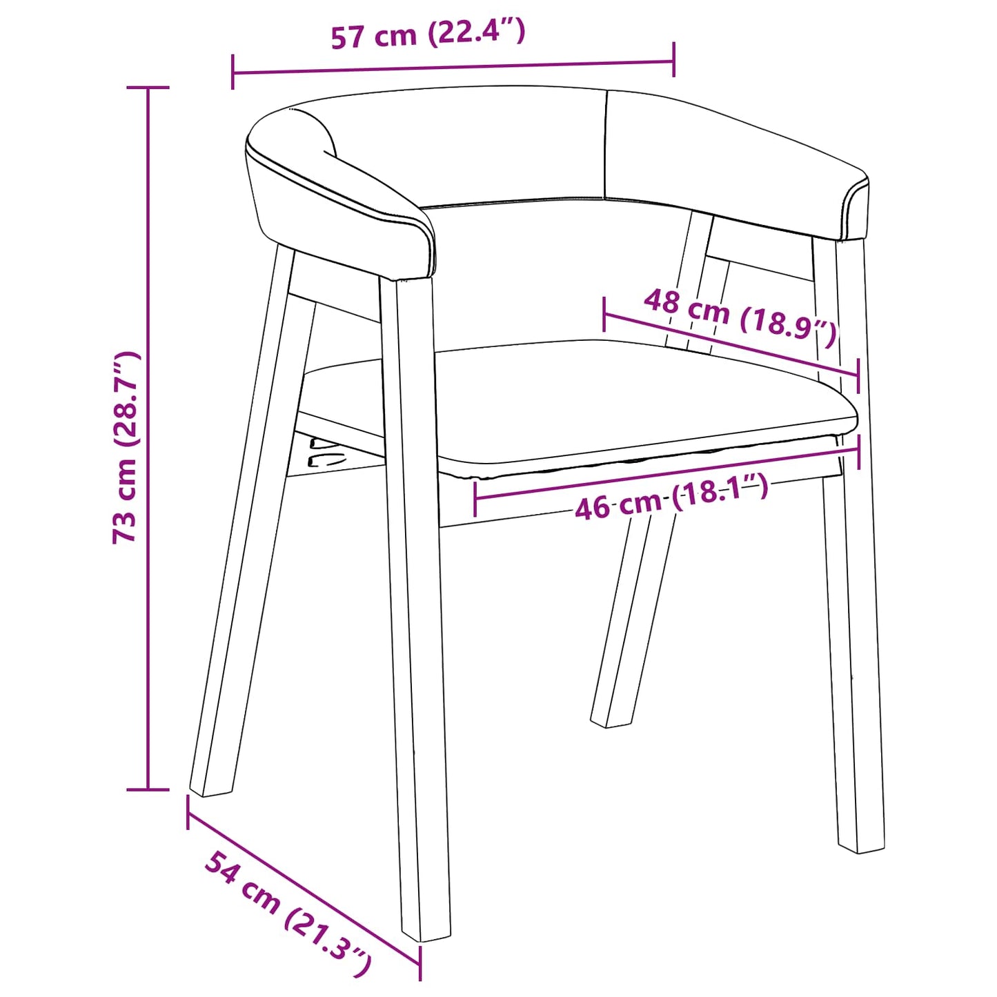Spisestoler 2 pcs Naturlig 54 x 57 x 73 cm Solid Gummitre