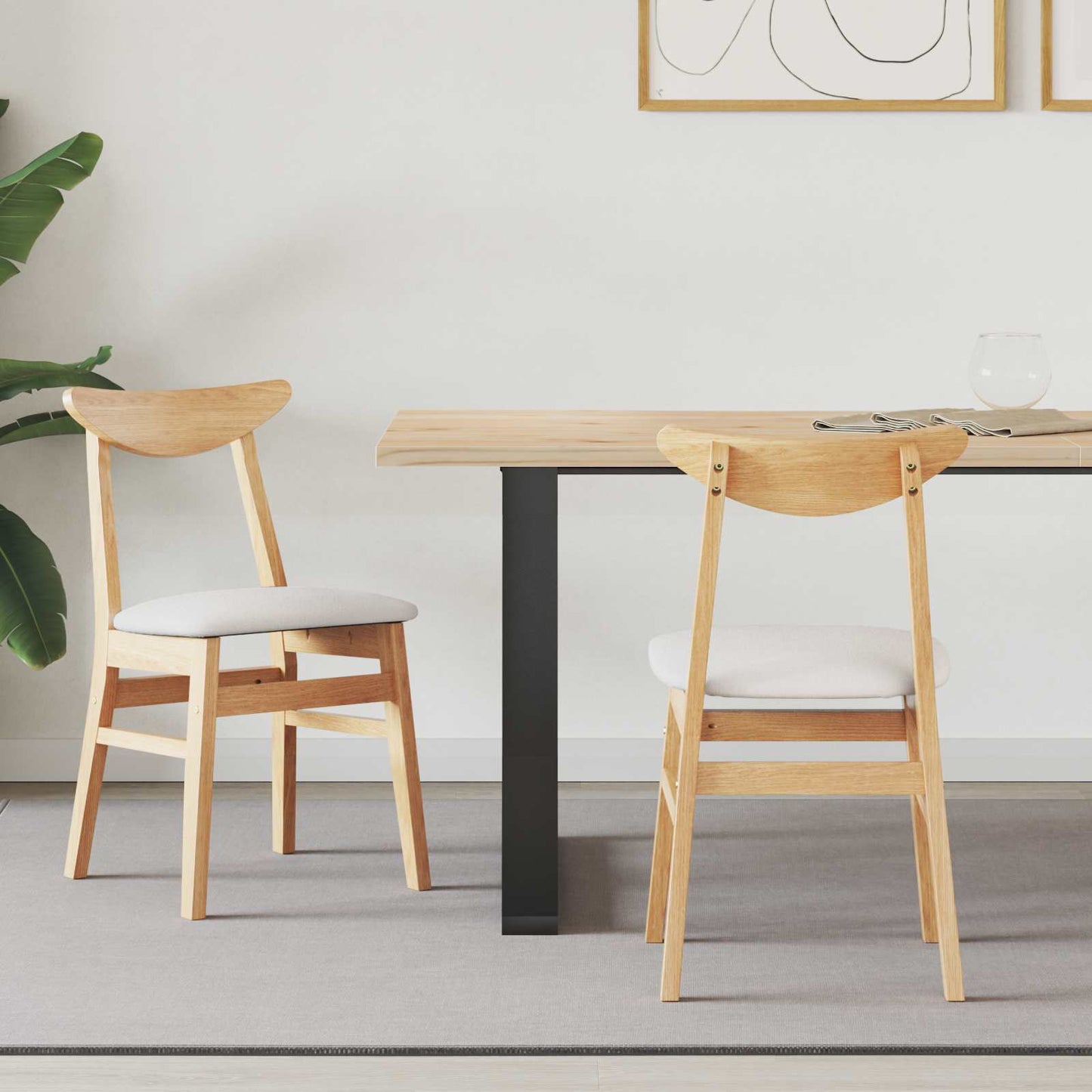 Spisestoler 2 pcs Naturlig 42 x 47.5 x 81 cm Solid Gummitre