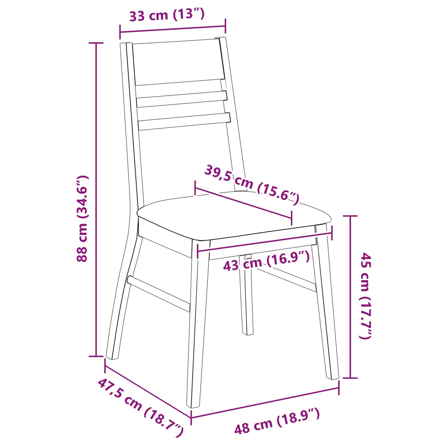 Spisestoler 2 pcs Lys Brun 43 x 54 x 89 cm Solid Gummitre