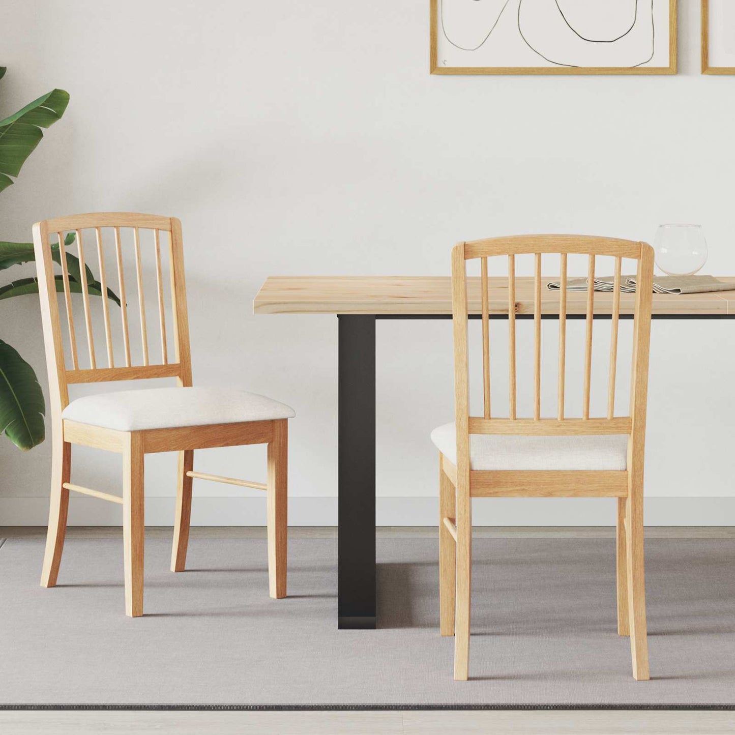 Spisestoler 2 pcs Naturlig 50 x 52,5 x 91 cm Solid Gummitre