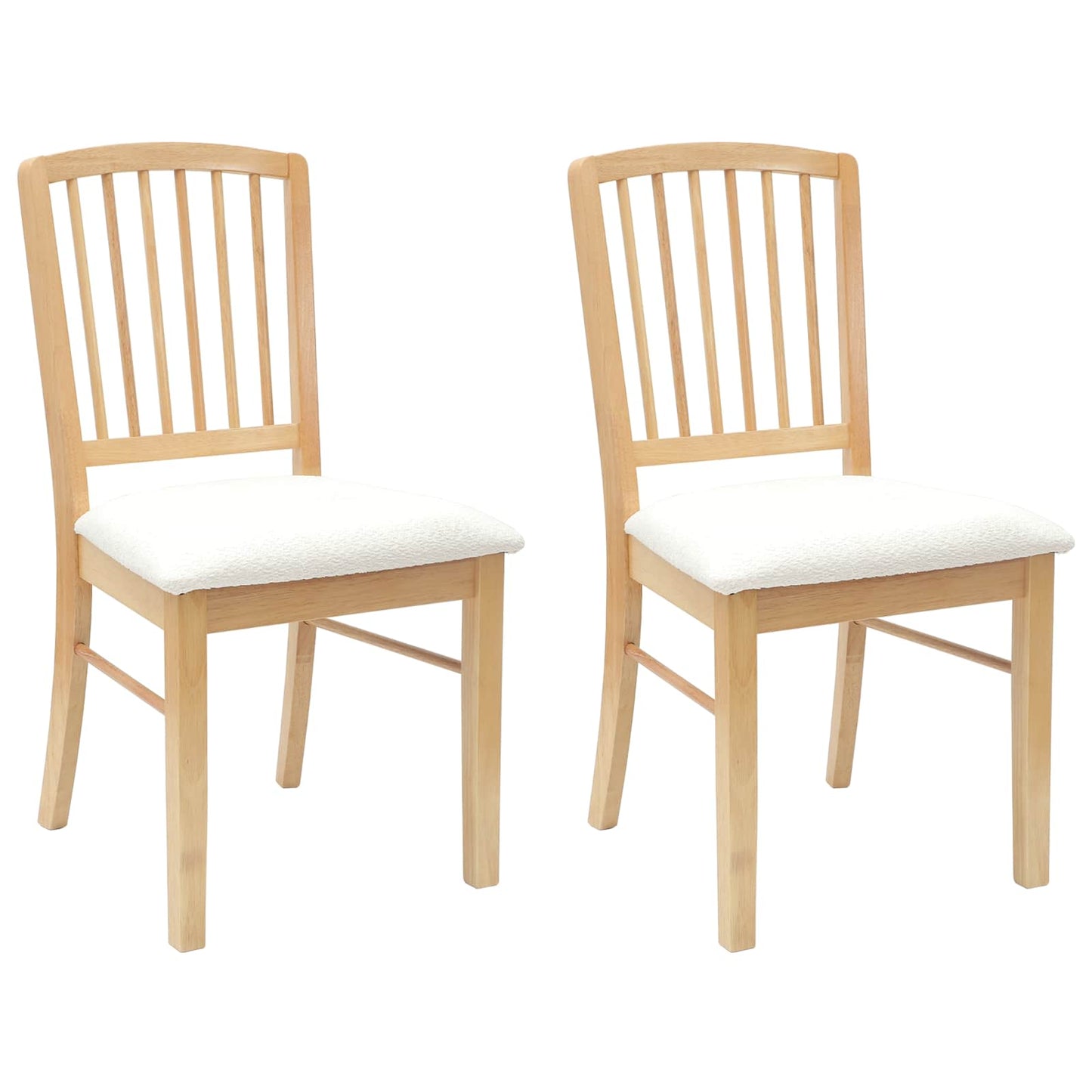 Spisestoler 2 stk. Solid Gummitre Naturlig 50 x 52,5 x 91 cm