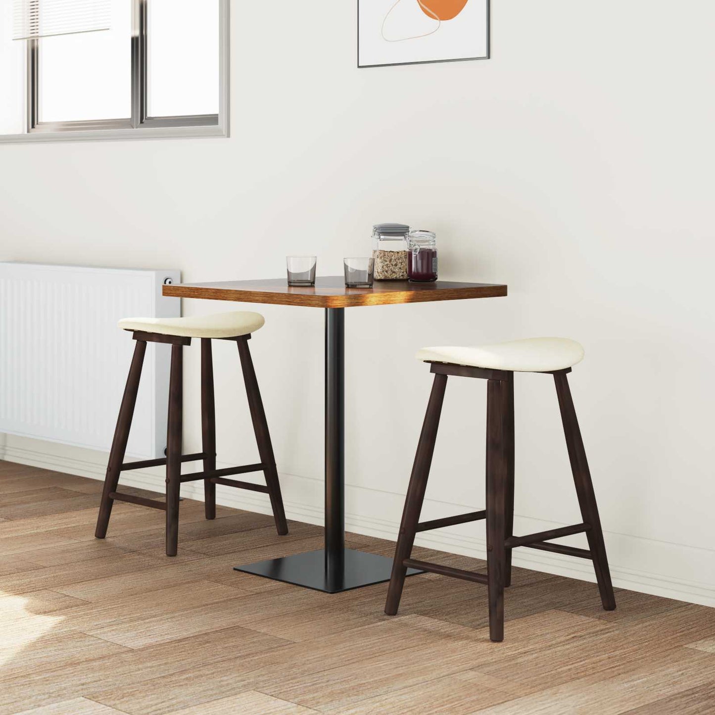 Spisestoler 2 stk. Solid Gummitre Lys Brun 46 x 37 x 63 cm