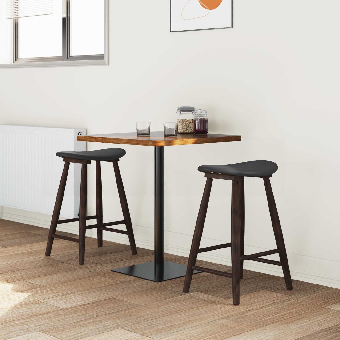 Spisestoler 2 stk. Solid Gummitre Lys Brun 46 x 37 x 63 cm