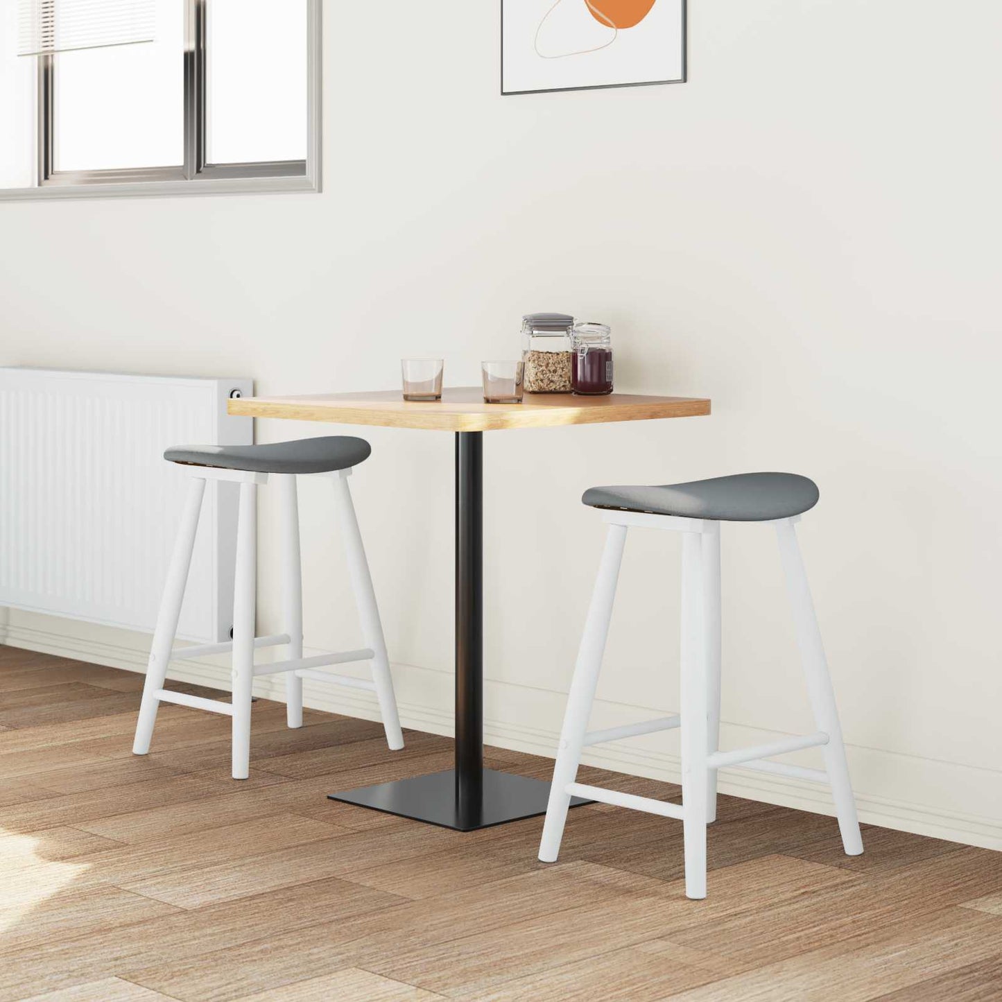 Spisestoler 2 stk. Solid Gummitre Hvit 46 x 37 x 63 cm