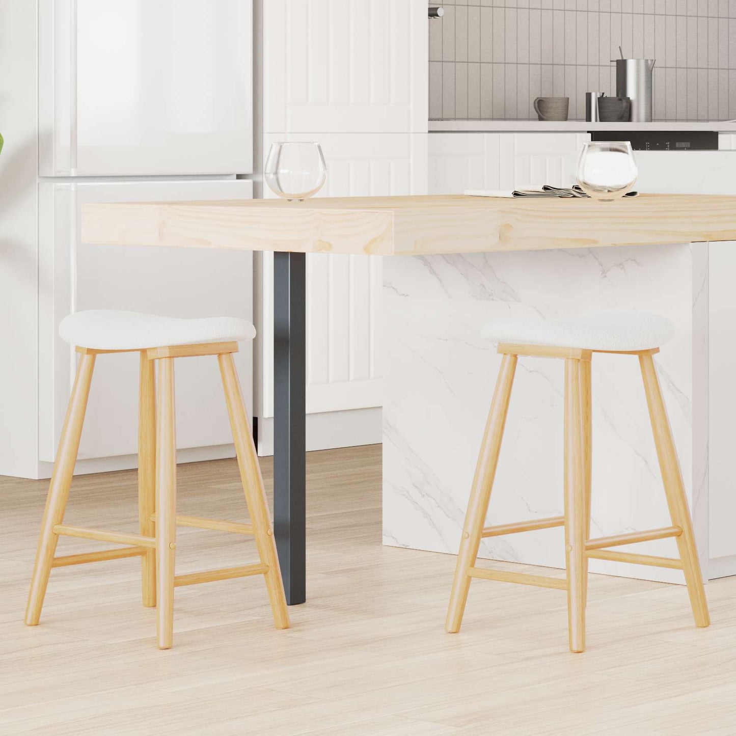 Spisestoler 2 pcs Naturlig 46 x 37 x 63 cm Solid Gummitre vidaXL