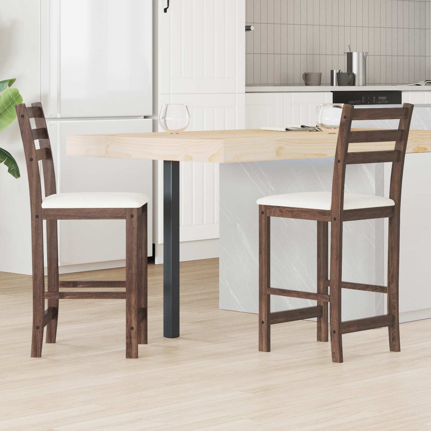Spisestoler 2 pcs Lys Brun 40 x 47,5 x 99,5 cm Solid Gummitre vidaXL