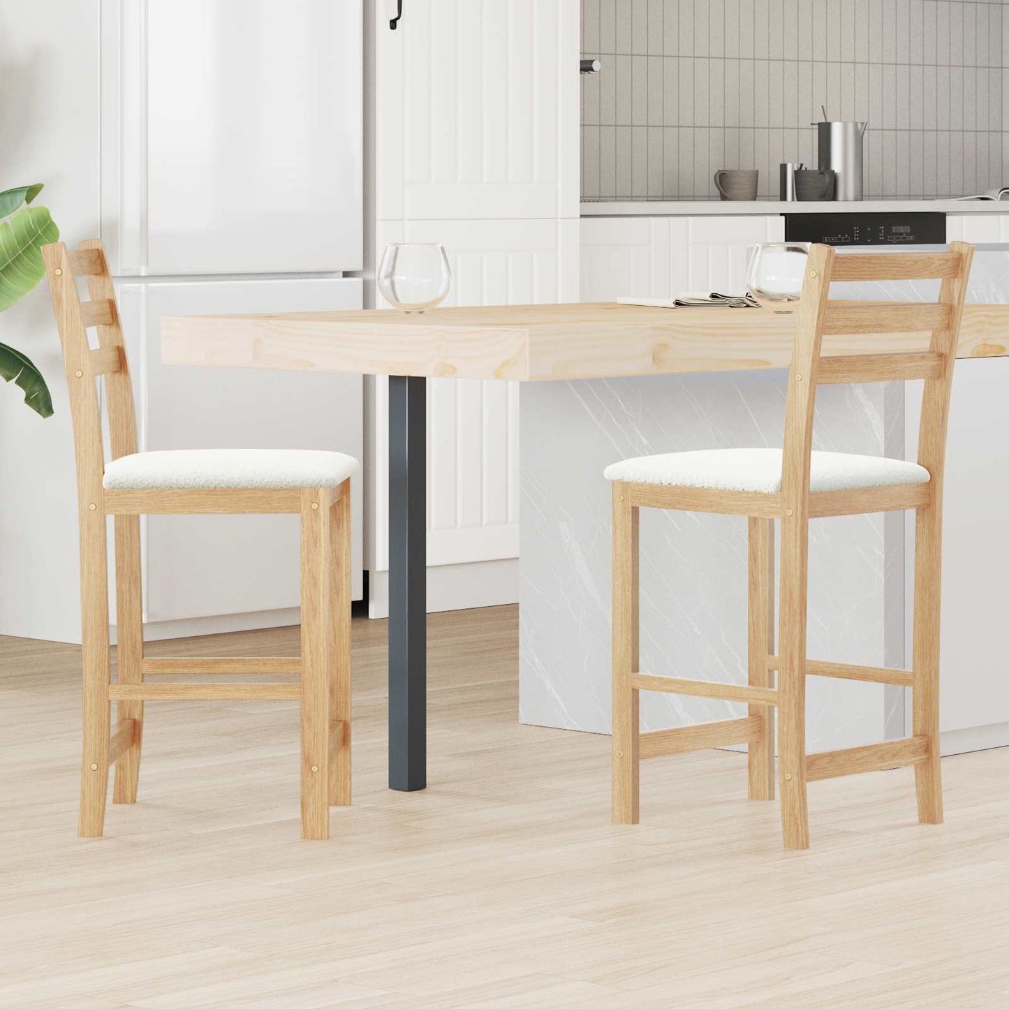Spisestoler 2 pcs Naturlig 40 x 47,5 x 99,5 cm Solid Gummitre vidaXL