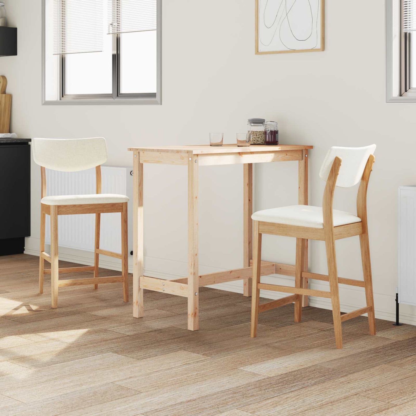 Spisestoler 2 pcs Naturlig 48 x 49 x 95 cm Solid Gummitre vidaXL