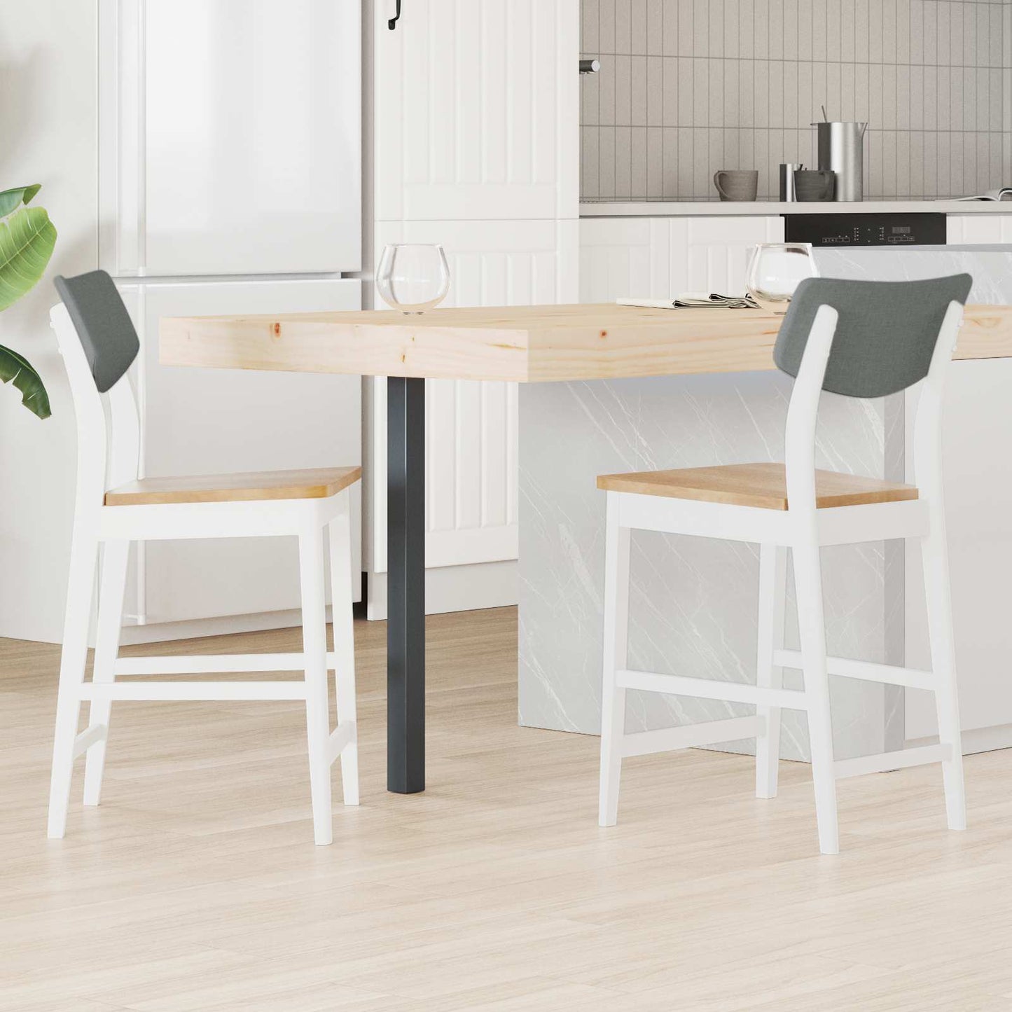 Spisestoler 2 pcs Hvit 48 x 49 x 95 cm Solid Gummitre vidaXL