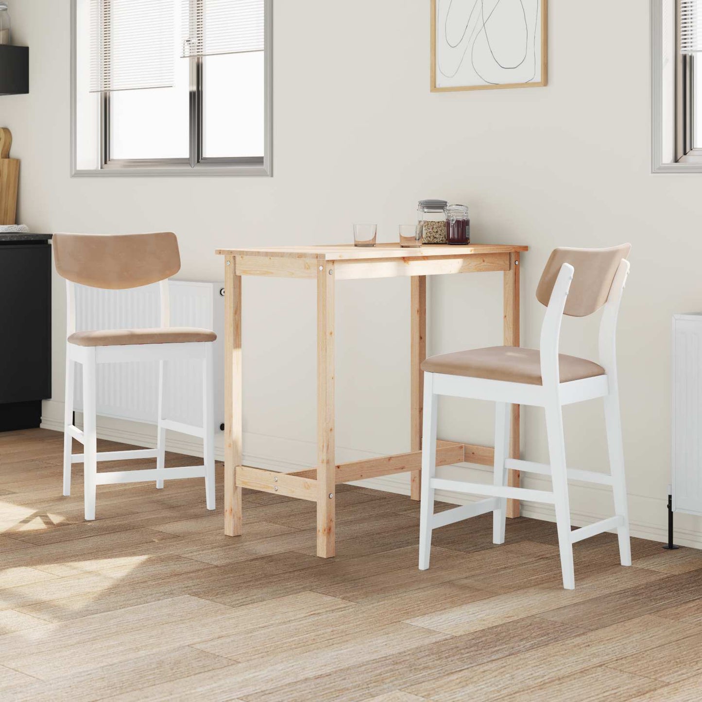 Spisestoler 2 pcs Hvit 48 x 49 x 95 cm Solid Gummitre vidaXL