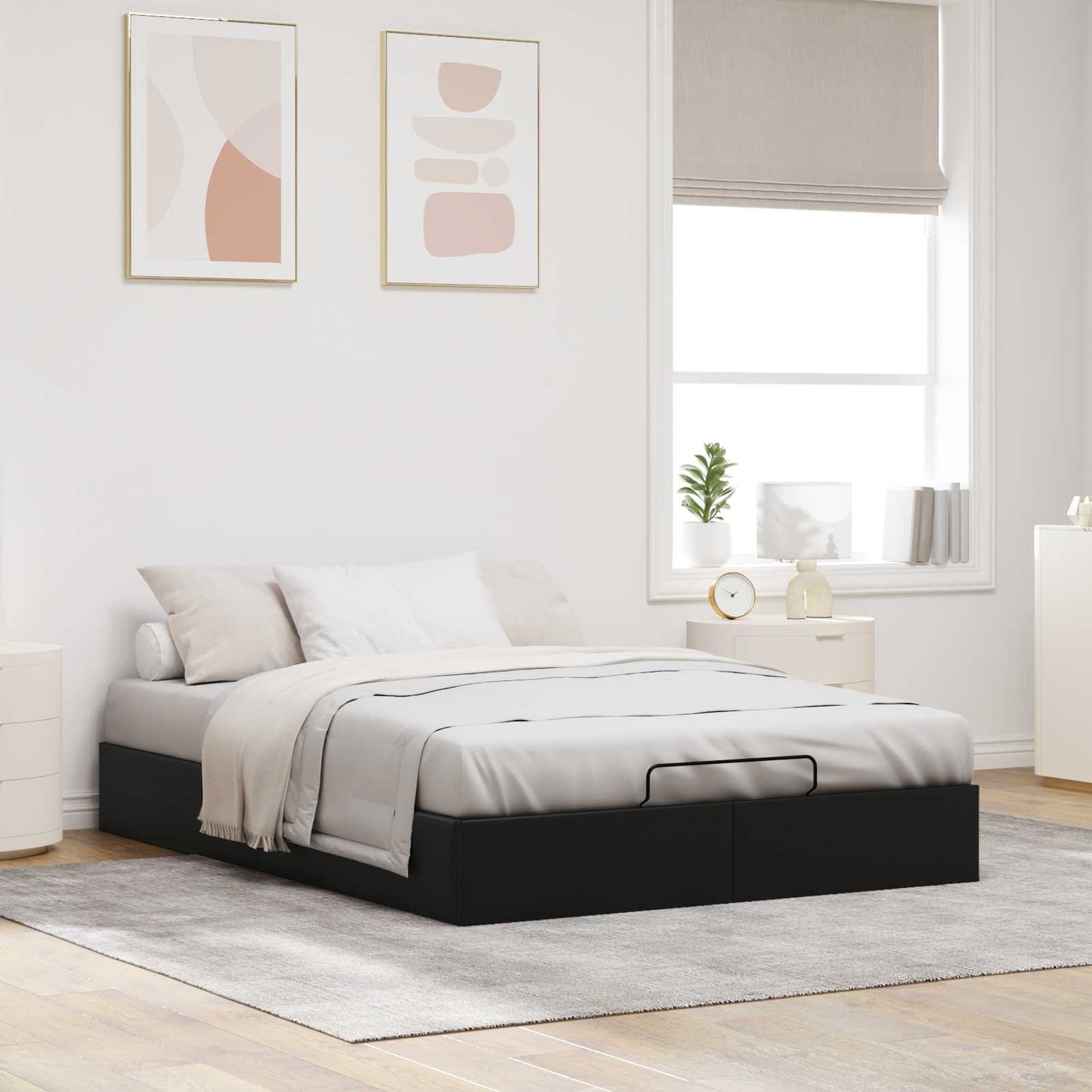 Ottoman sengeramme Svart 153 x 203 cm Kunstlær