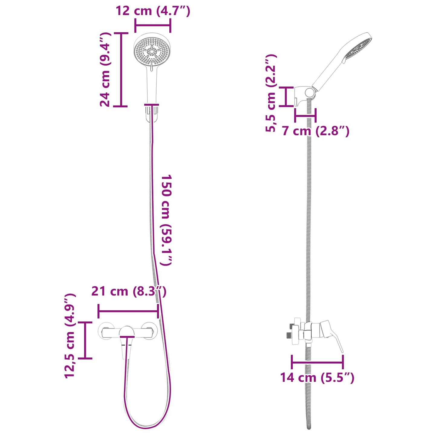 Dusjhode Sett Krom G 1 / 2 tommer Messing