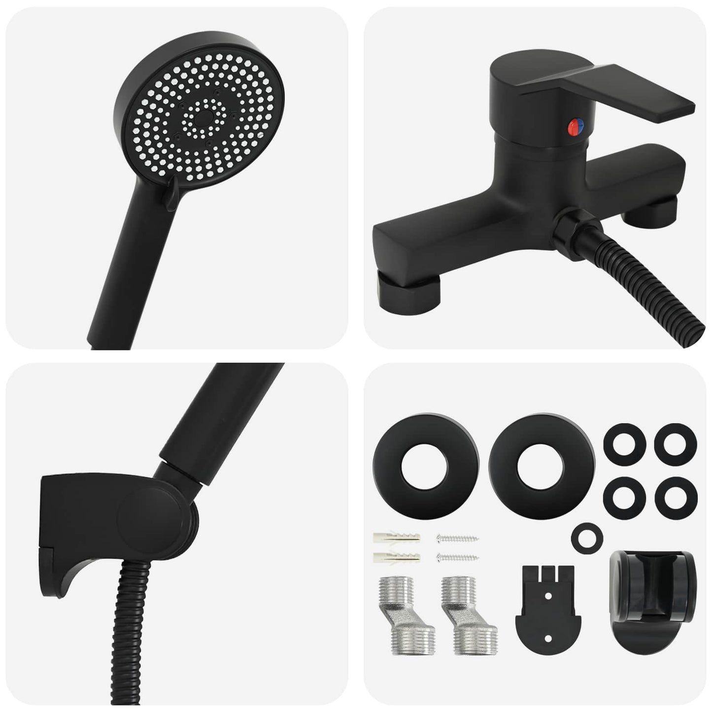 Dusjhode Sett Svart G 1 / 2 tommer Messing