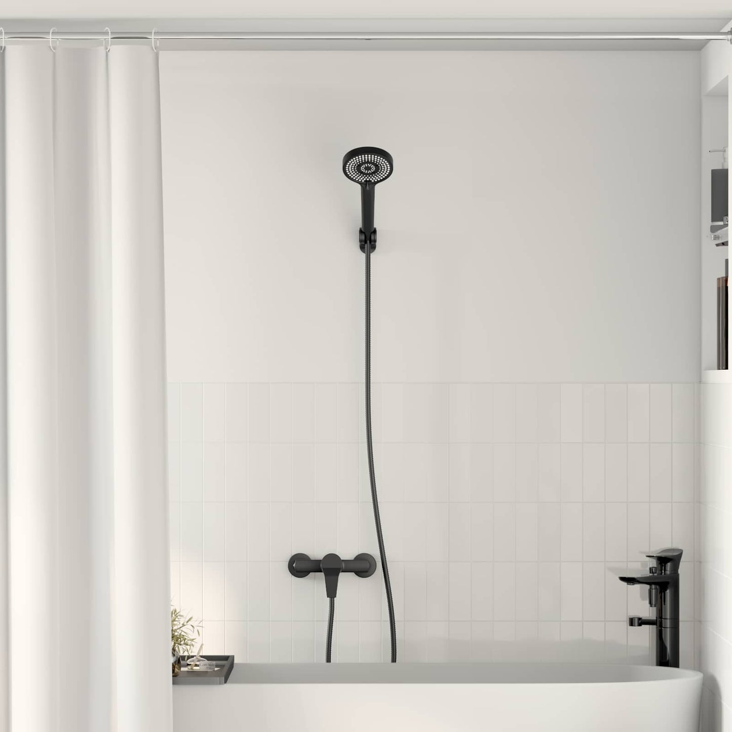 Dusjhode Sett Svart G 1 / 2 tommer Messing