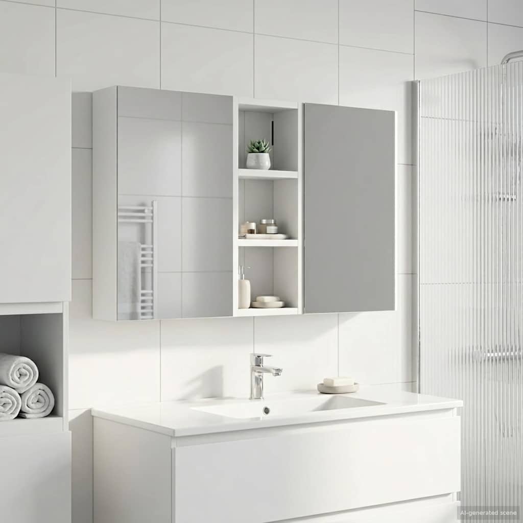 Baderomsskapsett med dør 3 pcs 80 x 10,5 x 50 cm Konstruert tre