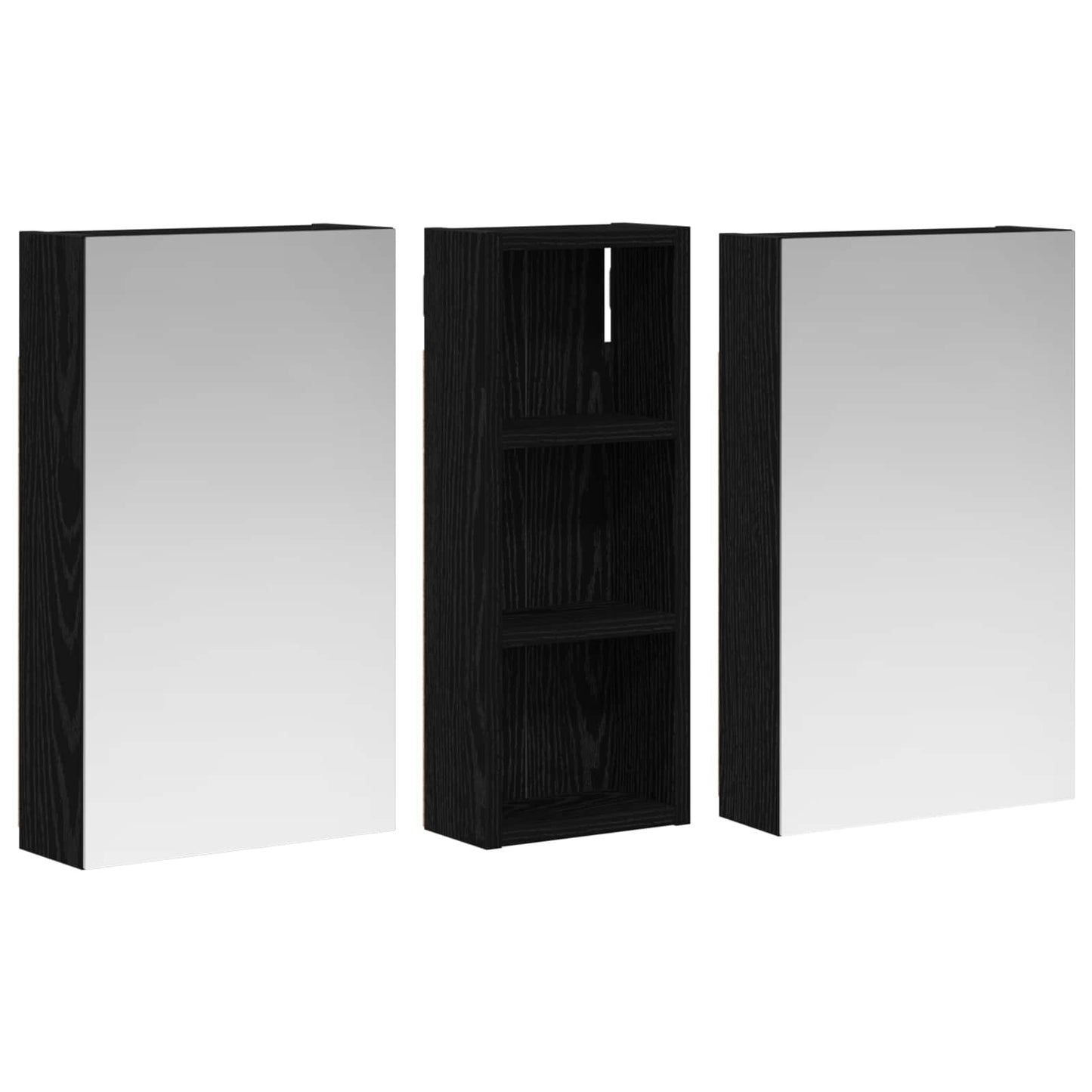 Baderomsskapsett med dør 3 pcs 80 x 10,5 x 50 cm Konstruert tre