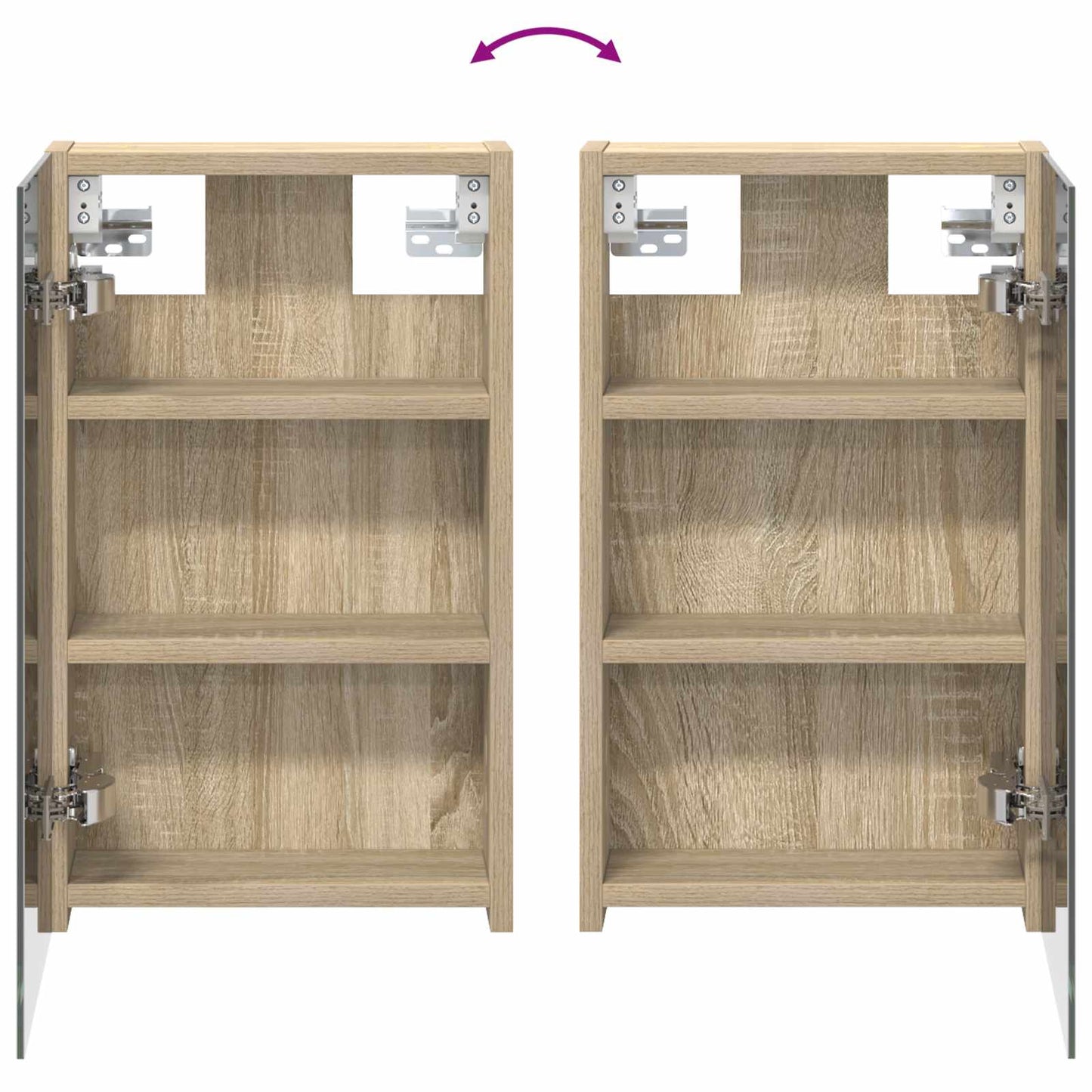 Baderomsskapsett med dør 3 pcs 80 x 10,5 x 50 cm Konstruert tre