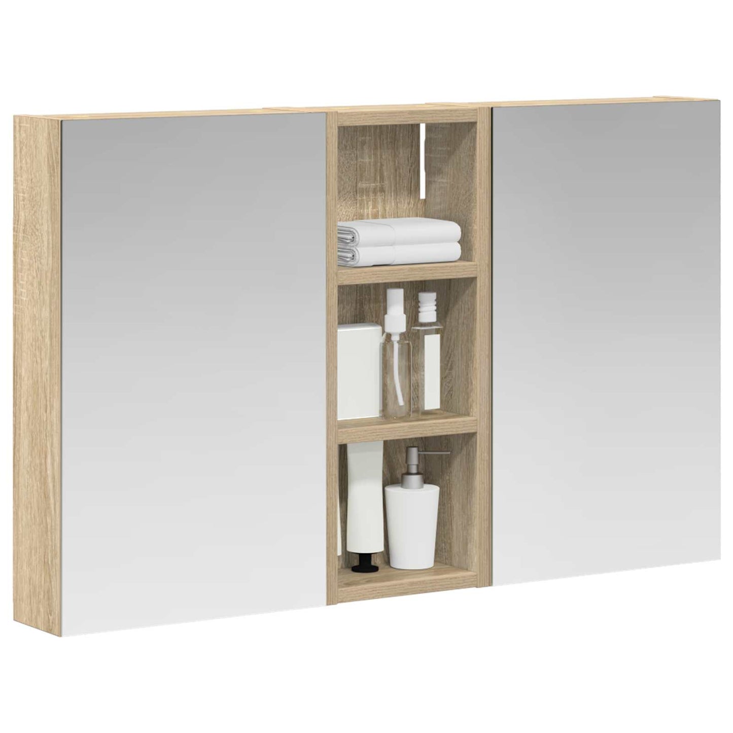 Baderomsskapsett med dør 3 pcs 80 x 10,5 x 50 cm Konstruert tre