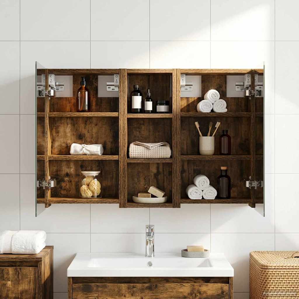 Baderomsskapsett med dør 3 pcs 80 x 10,5 x 50 cm Konstruert tre