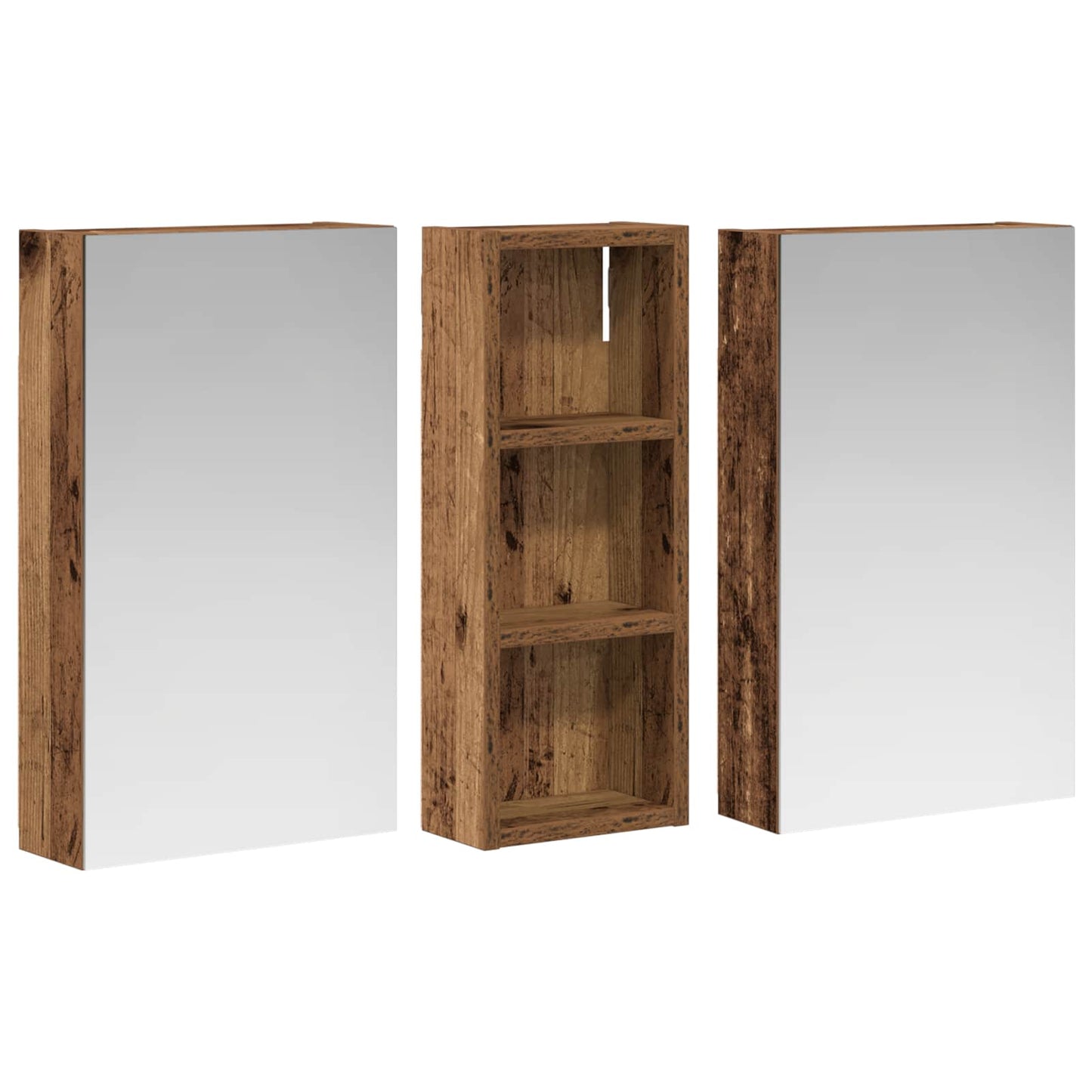 Baderomsskapsett med dør 3 pcs 80 x 10,5 x 50 cm Konstruert tre