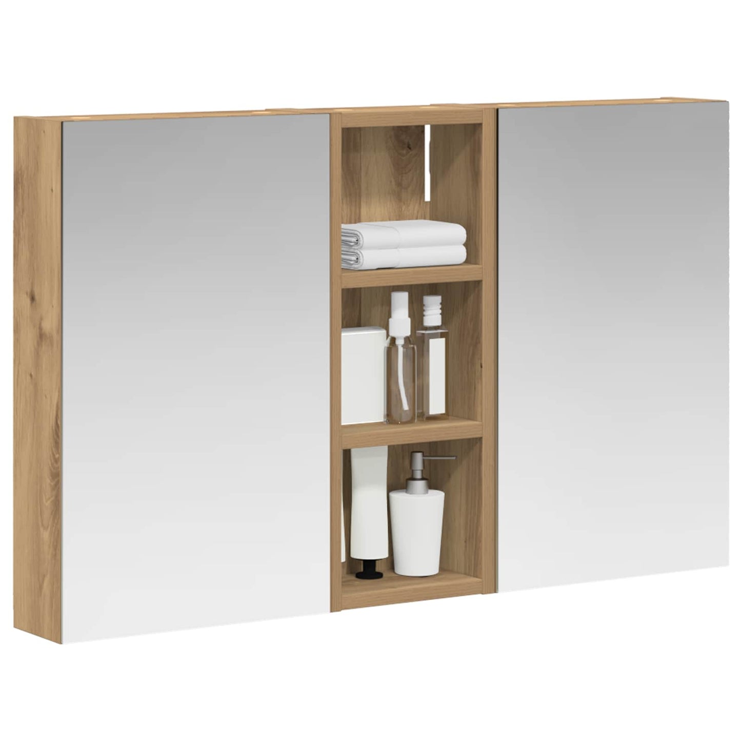 Baderomsskapsett 3 stk. 80 x 10,5 x 50 cm Konstruert tre