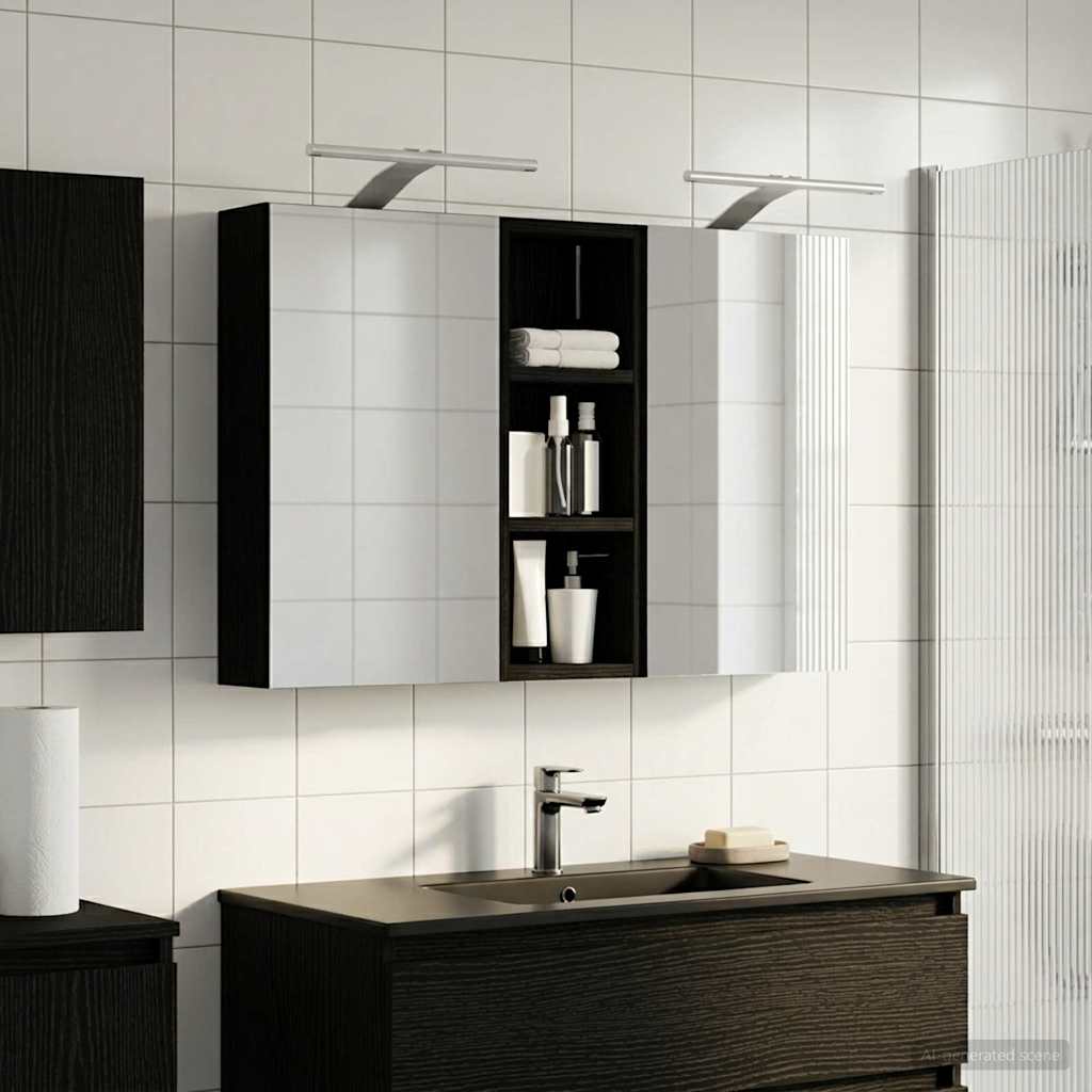 Baderomsskapsett med dør 3 pcs 80 x 10,5 x 50 cm Konstruert tre