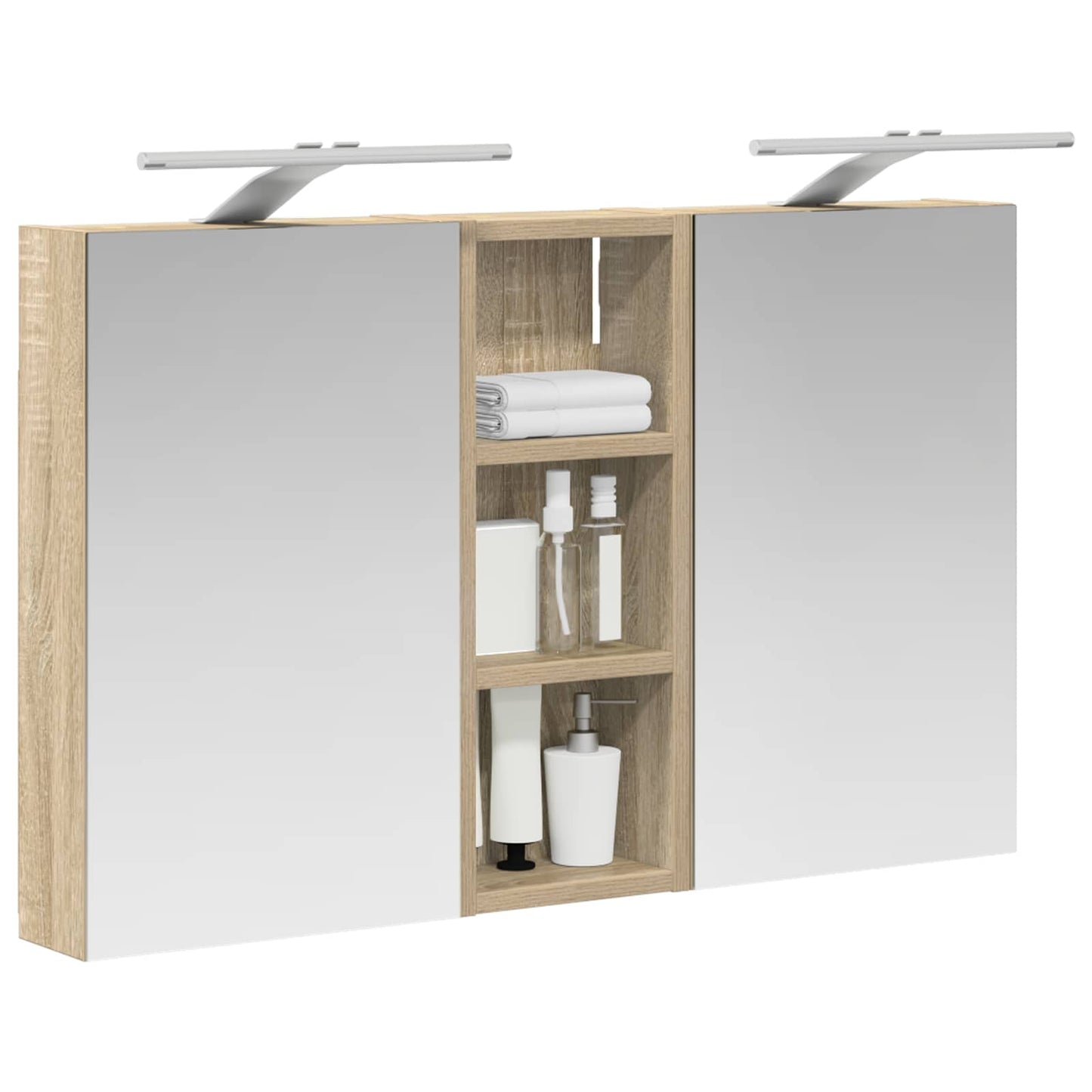 Baderomsskapsett med dør 3 pcs 80 x 10,5 x 50 cm Konstruert tre