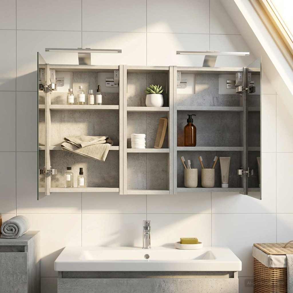 Baderomsskapsett med dør 3 pcs 80 x 10,5 x 50 cm Konstruert tre