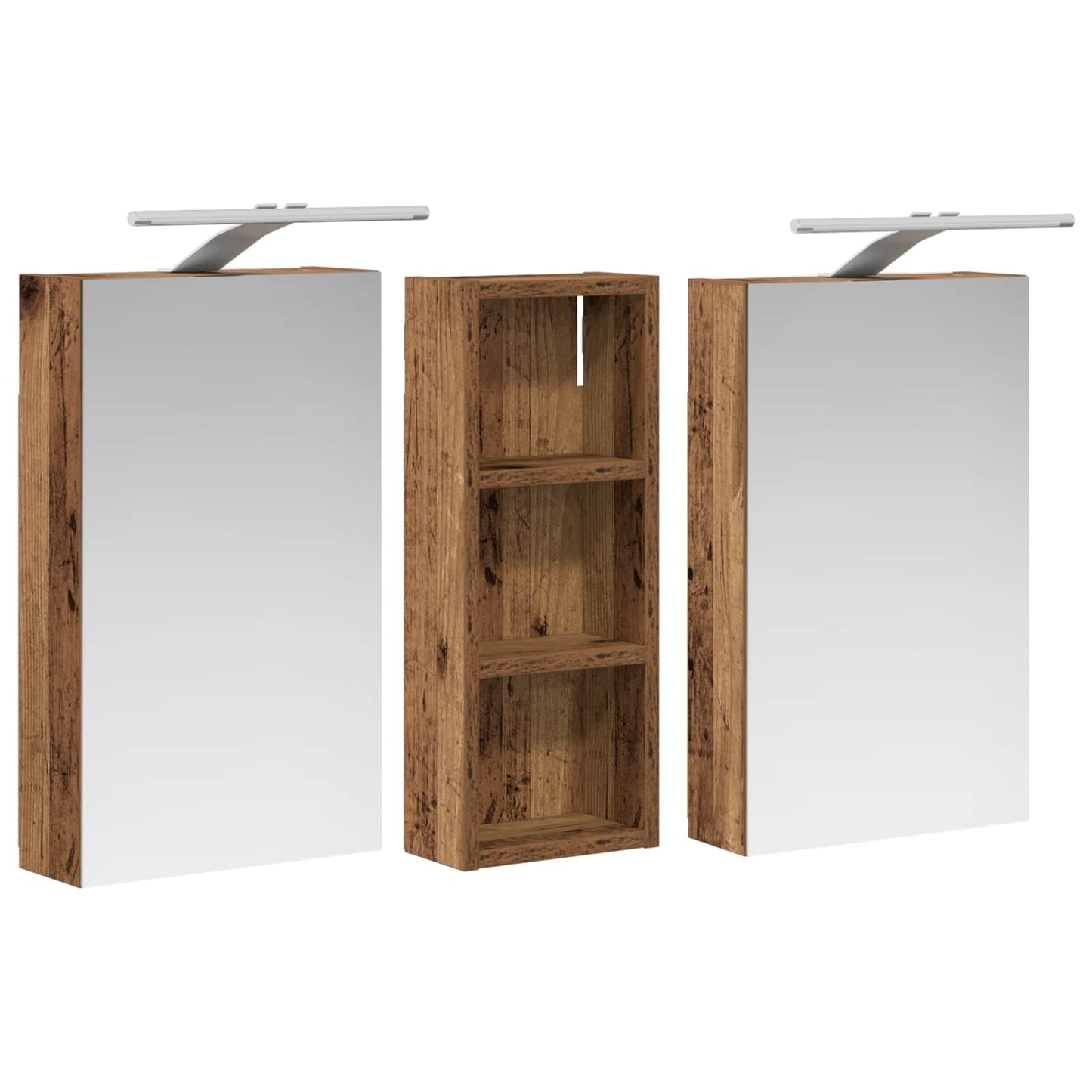 Baderomsskapsett med dør 3 pcs 80 x 10,5 x 50 cm Konstruert tre