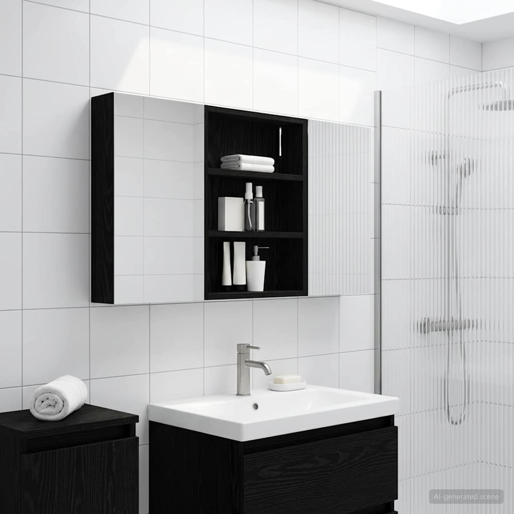 Baderomsskapsett 3 pcs 100 x 10,5 x 50 cm Konstruert tre