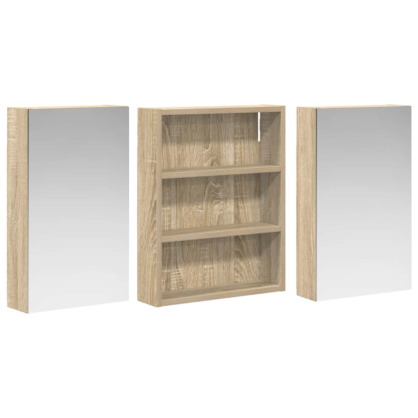 Baderomsskapsett 3 pcs 100 x 10,5 x 50 cm Konstruert tre