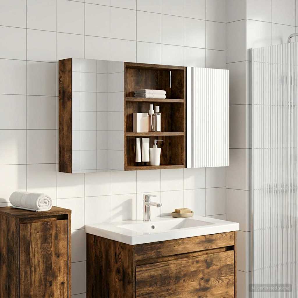 Baderomsskapsett 3 pcs 100 x 10,5 x 50 cm Konstruert tre