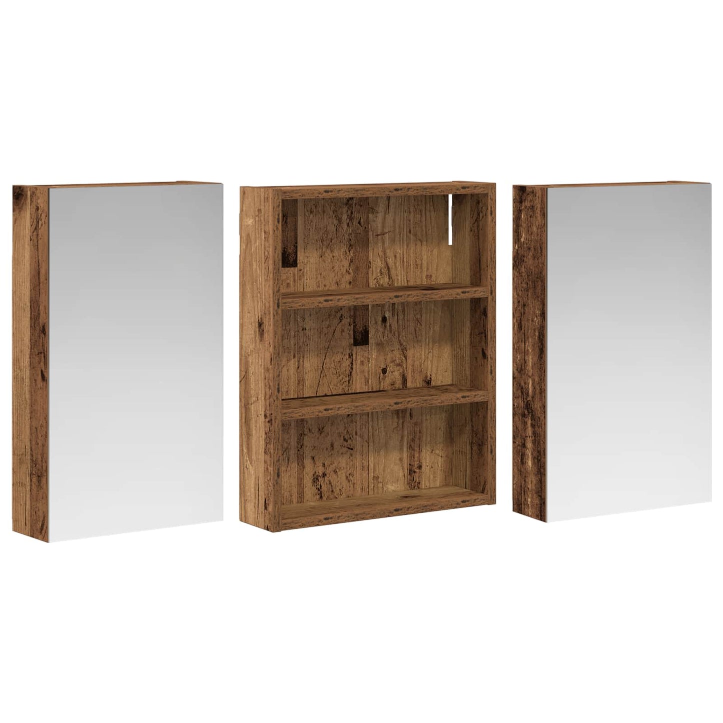 Baderomsskapsett 3 pcs 100 x 10,5 x 50 cm Konstruert tre