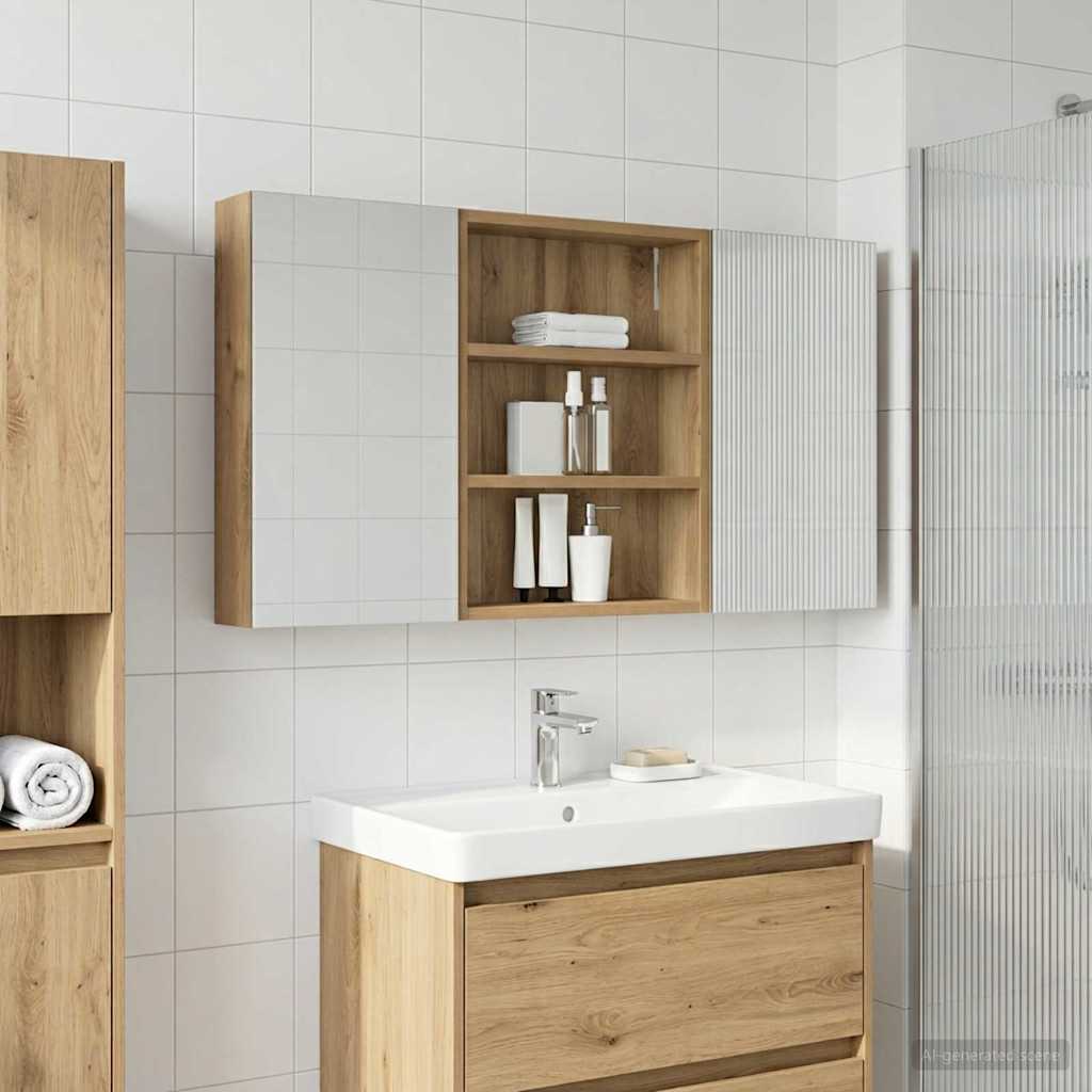 Baderomsskapsett 3 stk. 100 x 10,5 x 50 cm Konstruert tre