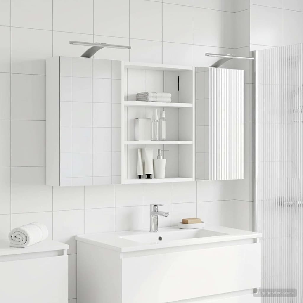 Baderomsskapsett 3 pcs 100 x 10,5 x 50 cm Konstruert tre
