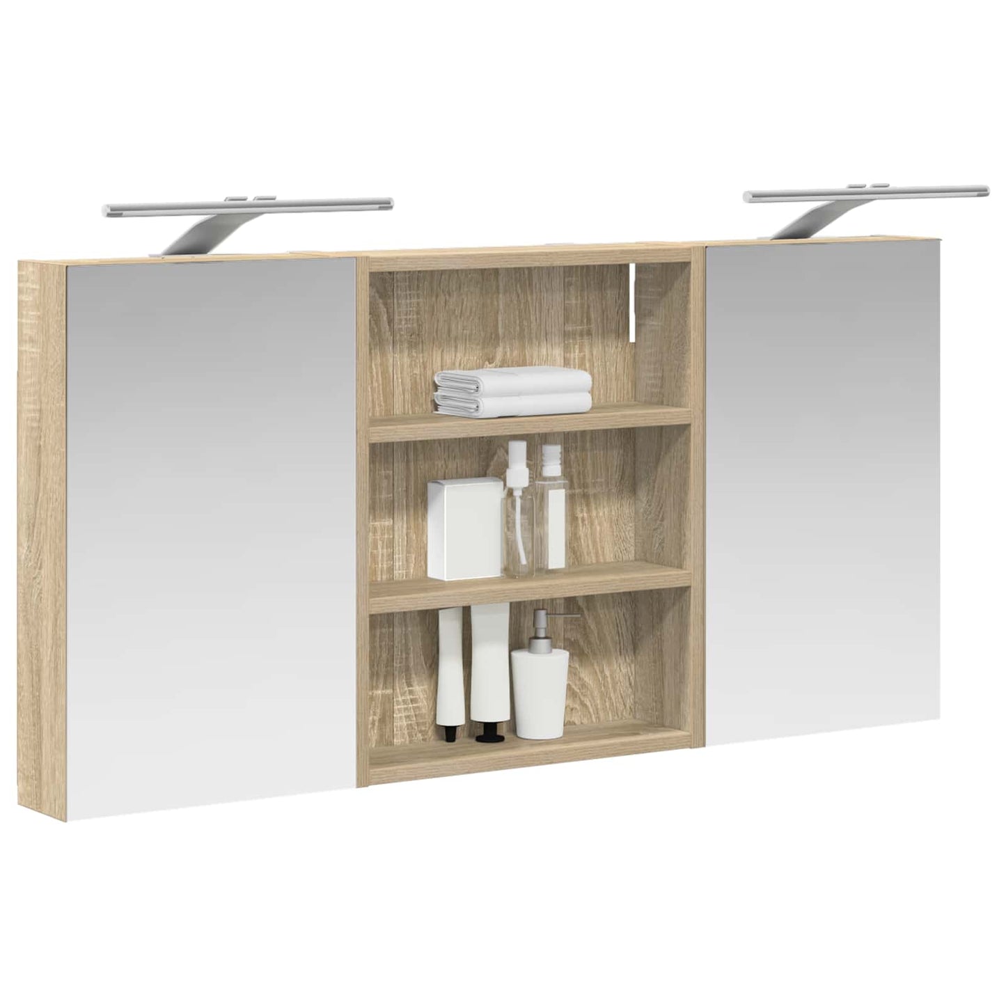 Baderomsskapsett 3 pcs 100 x 10,5 x 50 cm Konstruert tre