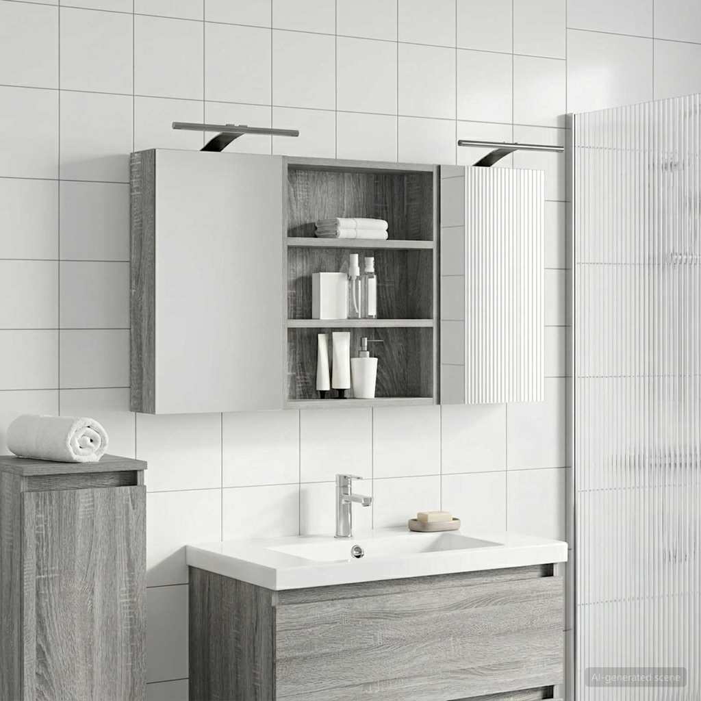 Baderomsskapsett 3 pcs 100 x 10,5 x 50 cm Konstruert tre