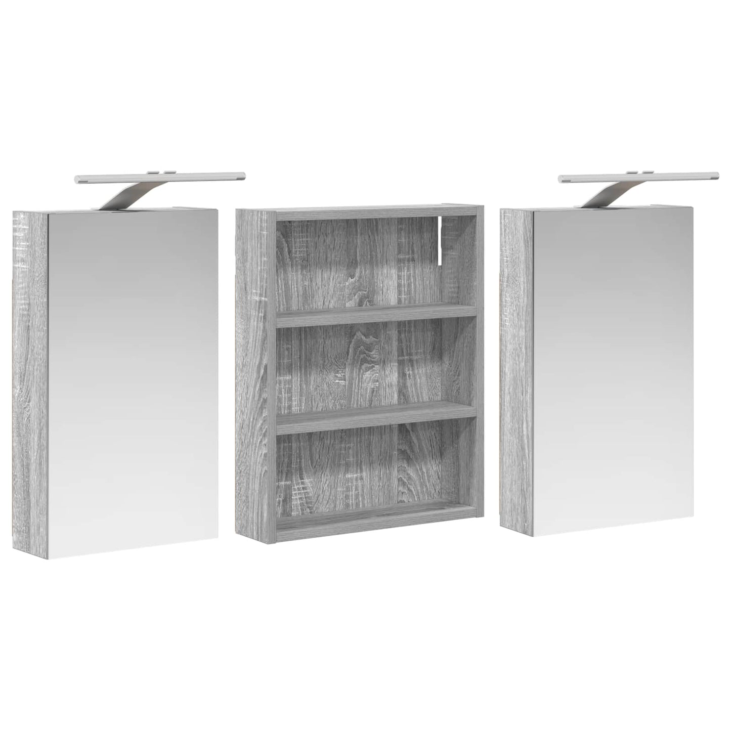 Baderomsskapsett 3 pcs 100 x 10,5 x 50 cm Konstruert tre