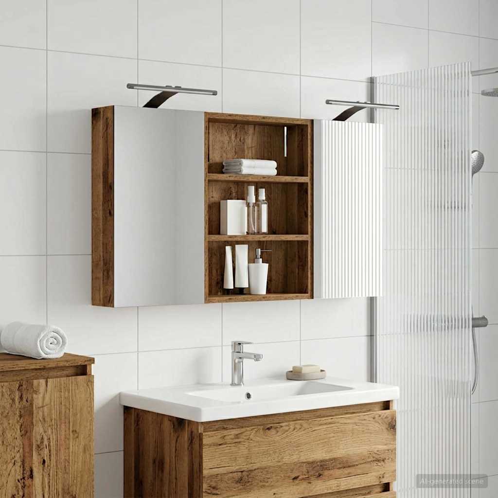 Baderomsskapsett 3 pcs 100 x 10,5 x 50 cm Konstruert tre