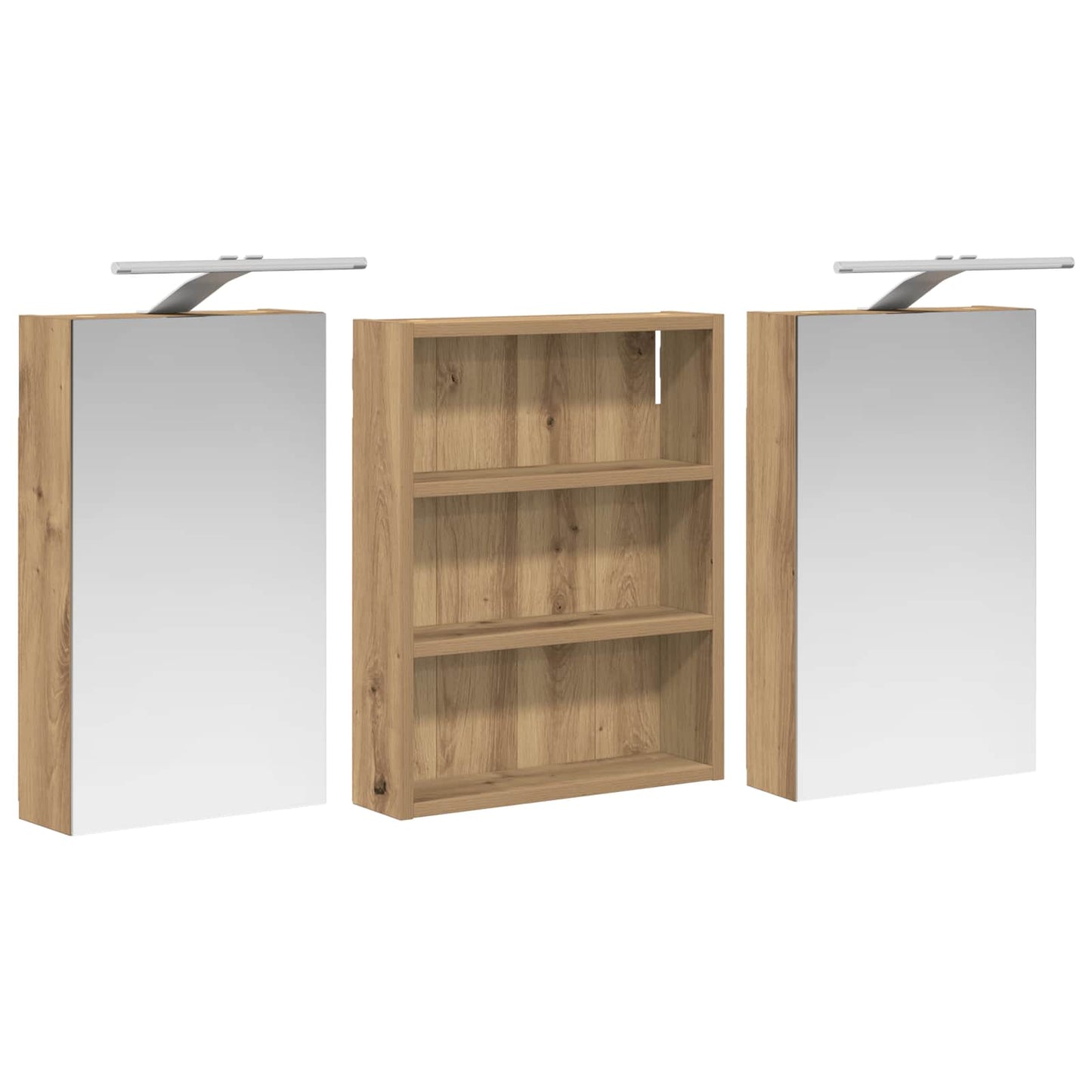 Baderomsskapsett 3 stk. 100 x 10,5 x 50 cm Konstruert tre
