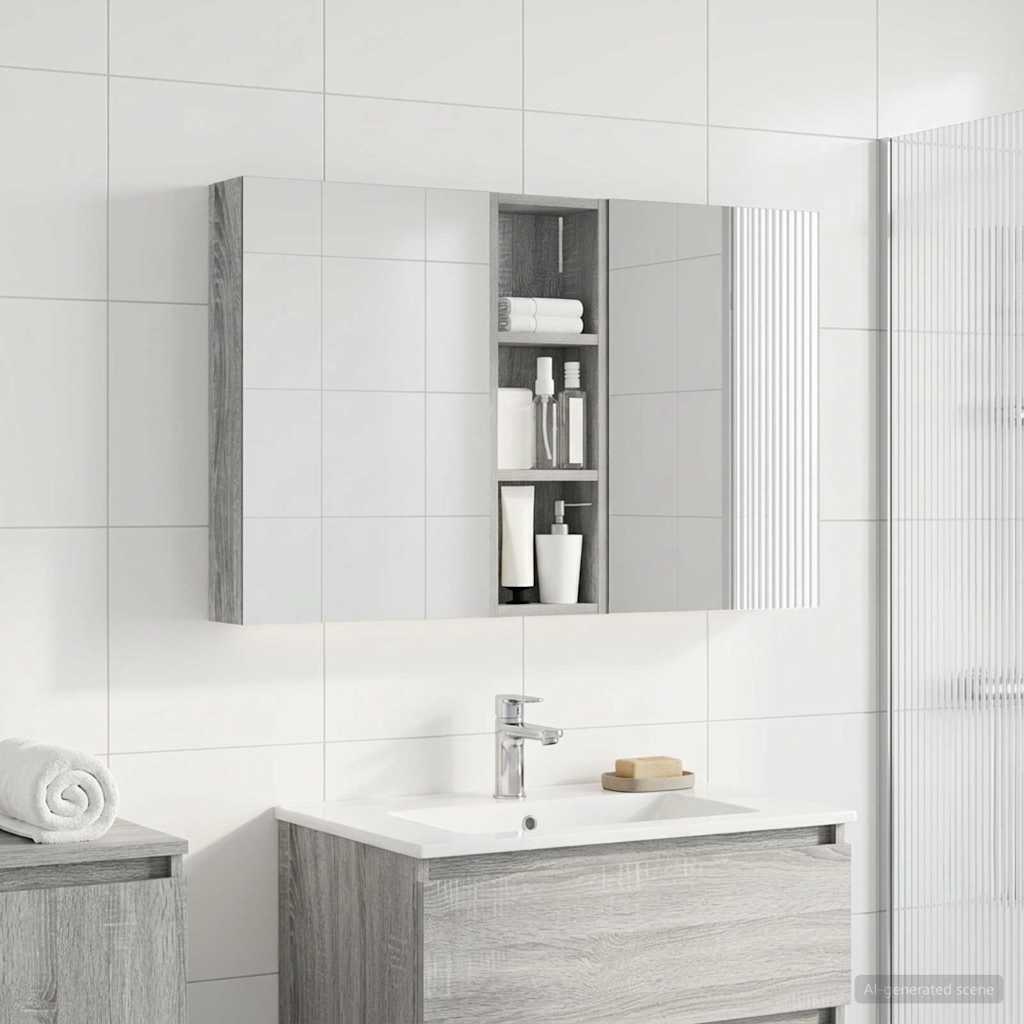 Baderomsskapsett 3 pcs 100 x 10,5 x 60,5 cm Konstruert tre