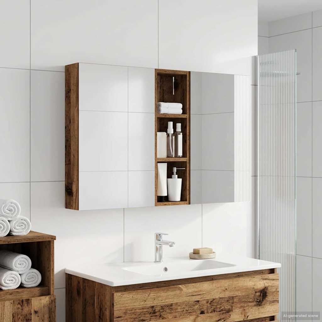Baderomsskapsett 3 pcs 100 x 10,5 x 60,5 cm Konstruert tre