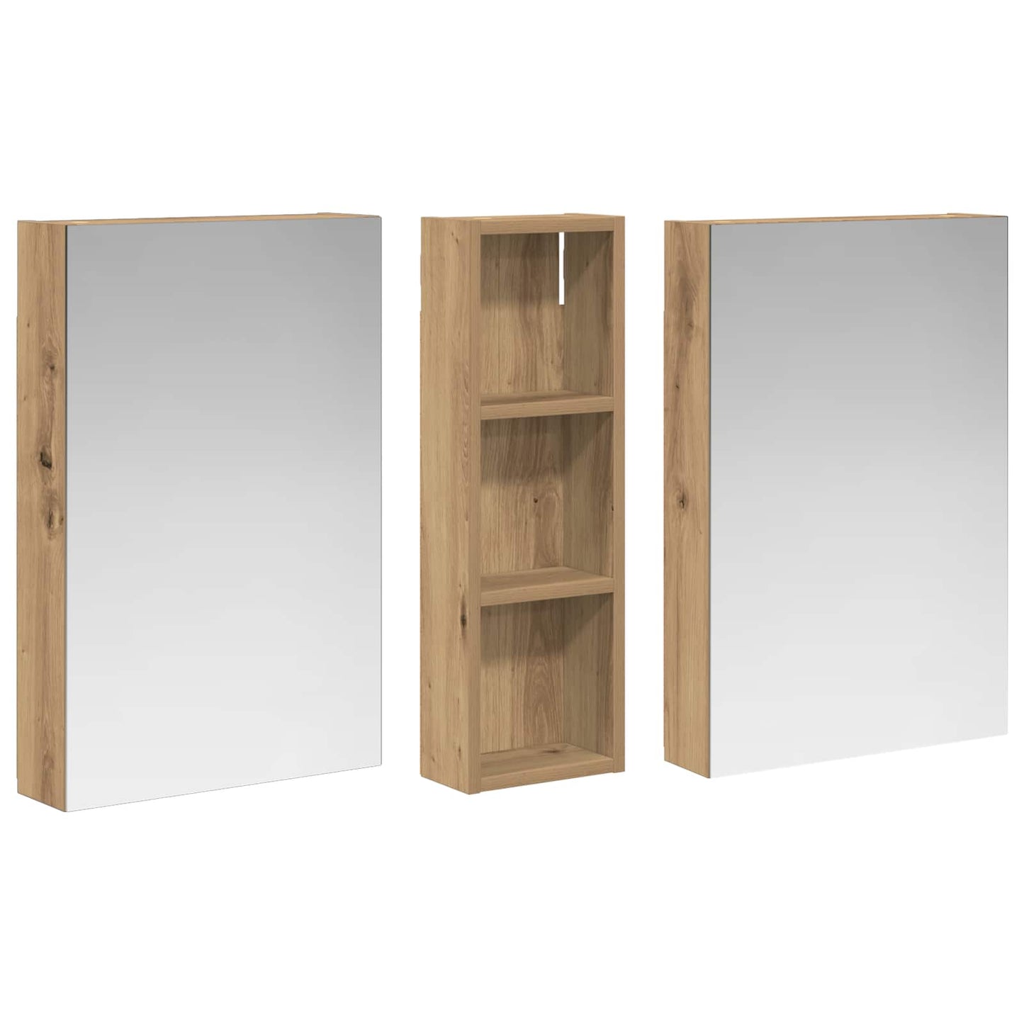 Baderomsskapsett 3 stk. 100 x 10,5 x 60,5 cm Konstruert tre